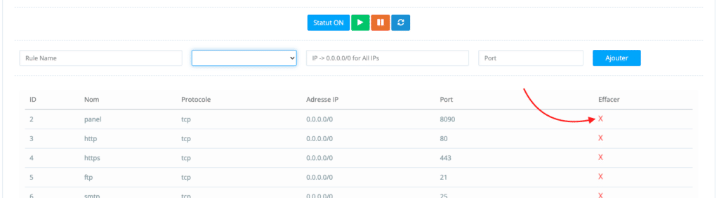 Configuration du pare-feu sur CyberPanel