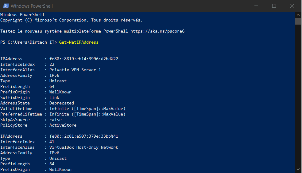 Verification of client OS IP settings