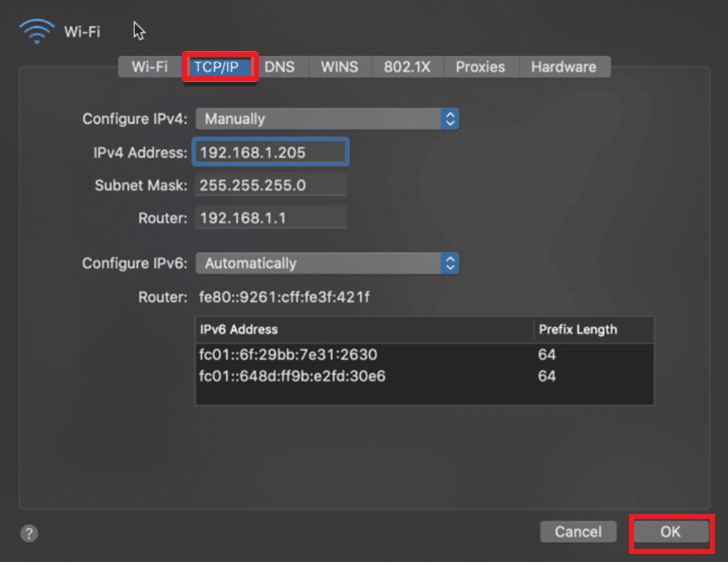 Verification of client OS IP settings