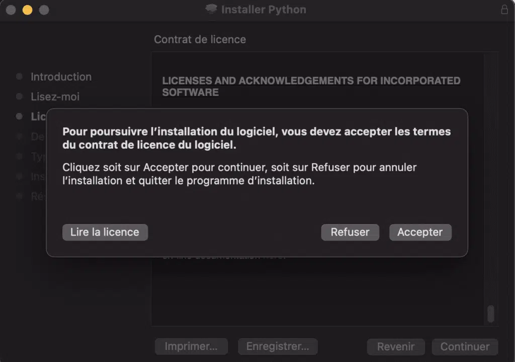 Installer Python 3 sur macOS Ventura