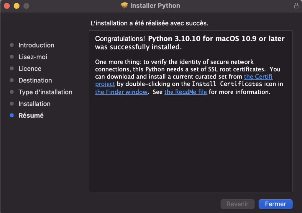 Installer Python 3 sur macOS Ventura