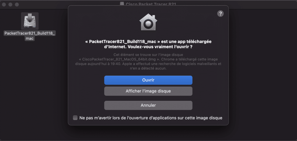 installer Cisco Packet Trace sur macOS