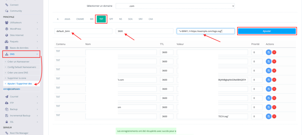 Comment créer un enregistrement BIMI dans CyberPanel ?