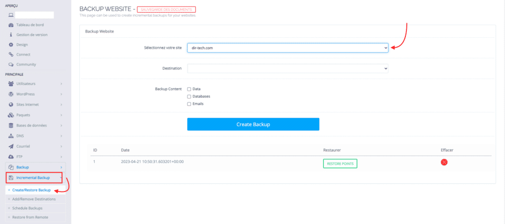 Comment créer et restaurer des sauvegardes CyberPanel ?