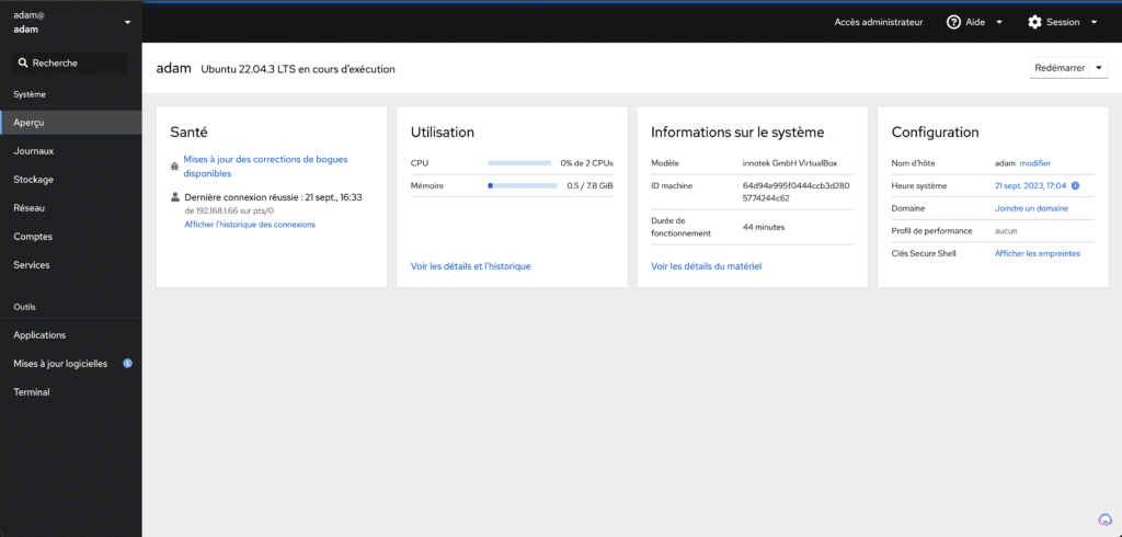 installer Cockpit Web Console sur Ubuntu 22.04