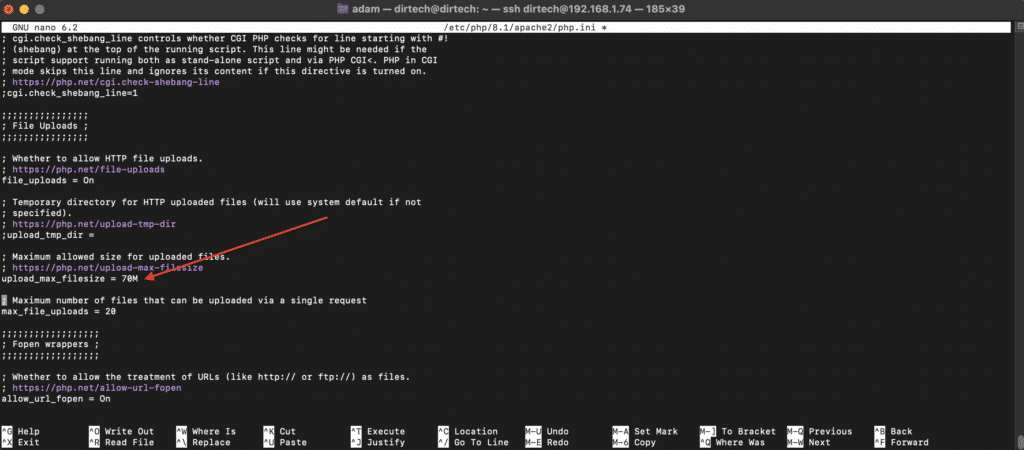 Augmenter la limite de taille des fichiers téléchargés PHP sur Ubuntu