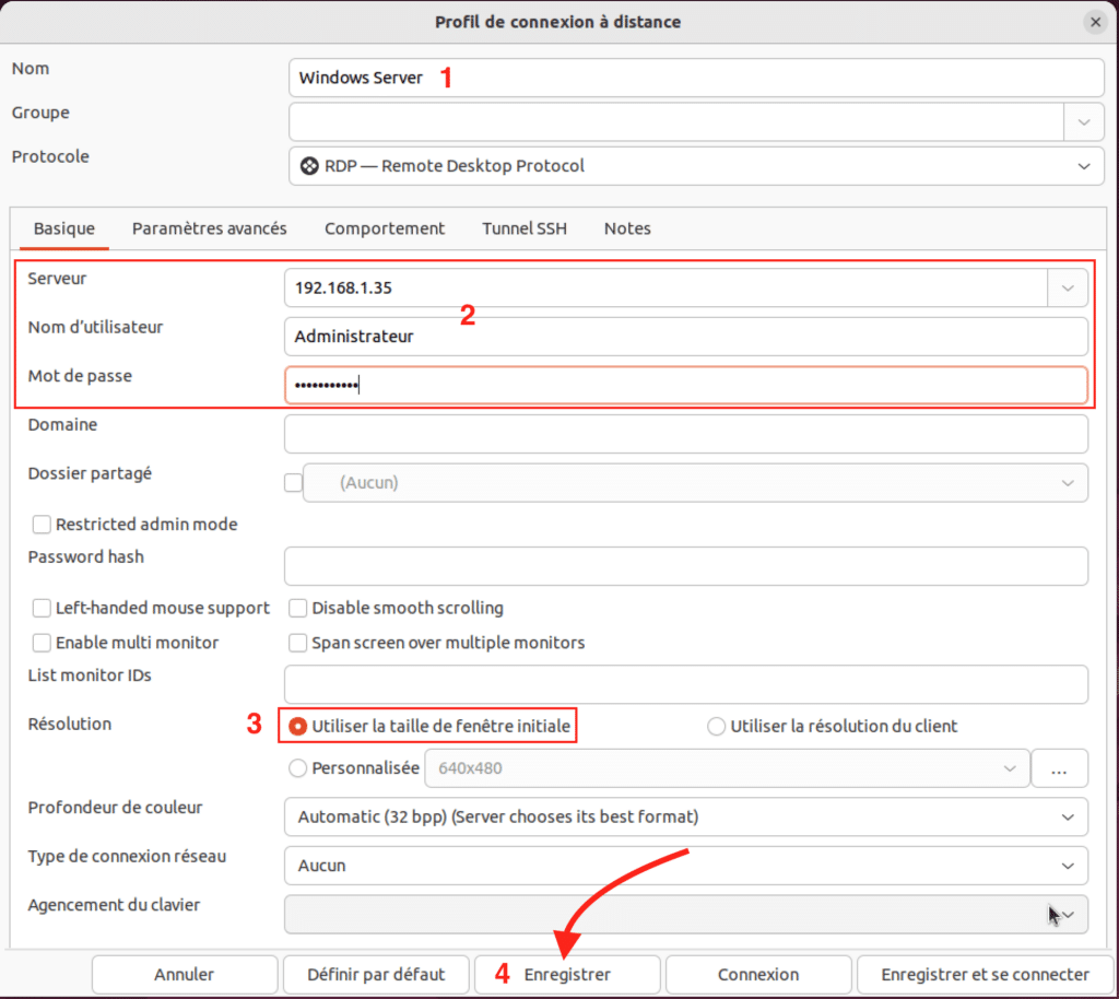 Using RDP to connect to a Windows computer from Ubuntu