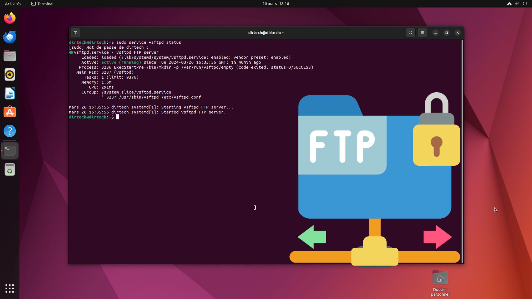 Lire la suite à propos de l’article Comment installer un serveur FTP sur Ubuntu 22.04 avec VSFTPD
